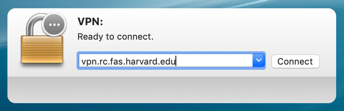 Cisco AnyConnect prompt for server name: vpn.rc.fas.harvard.edu