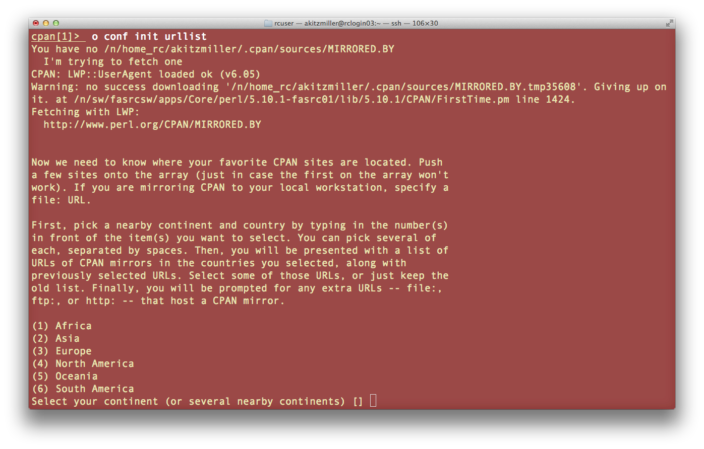 Setting the download URL preferences from the cpan prompt