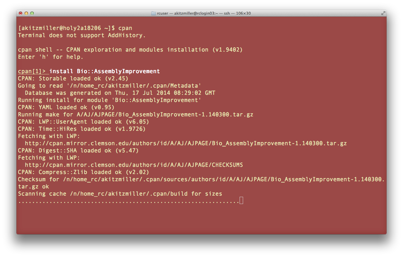 CPAN module install from the interactive shell