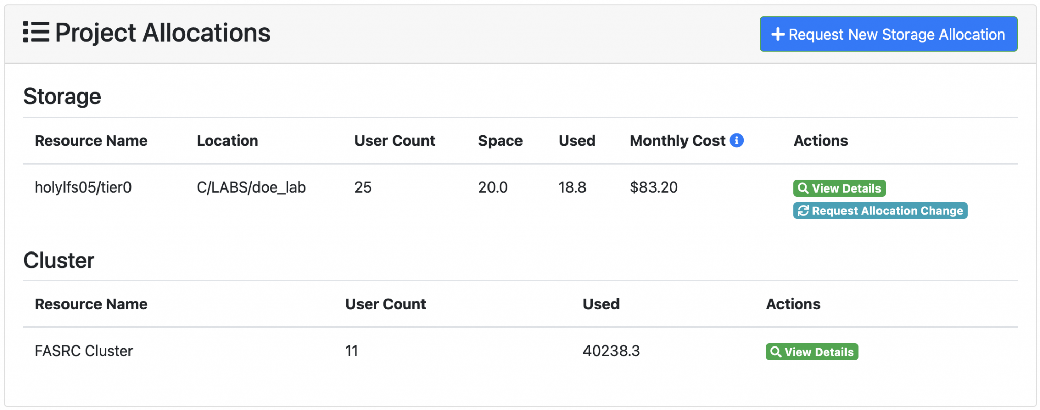 Coldfront Allocation Dashboard – FASRC DOCS
